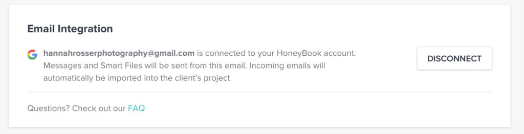 honeybook business automations email integration 