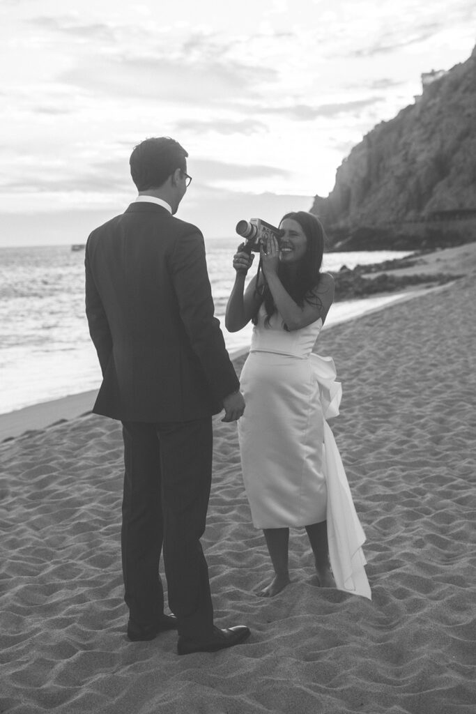 photographer has couple use Super 8 camera at wedding to build client relationships