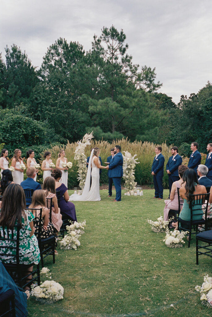 outdoor forest ceremony at Raleigh North Carolina wedding venues