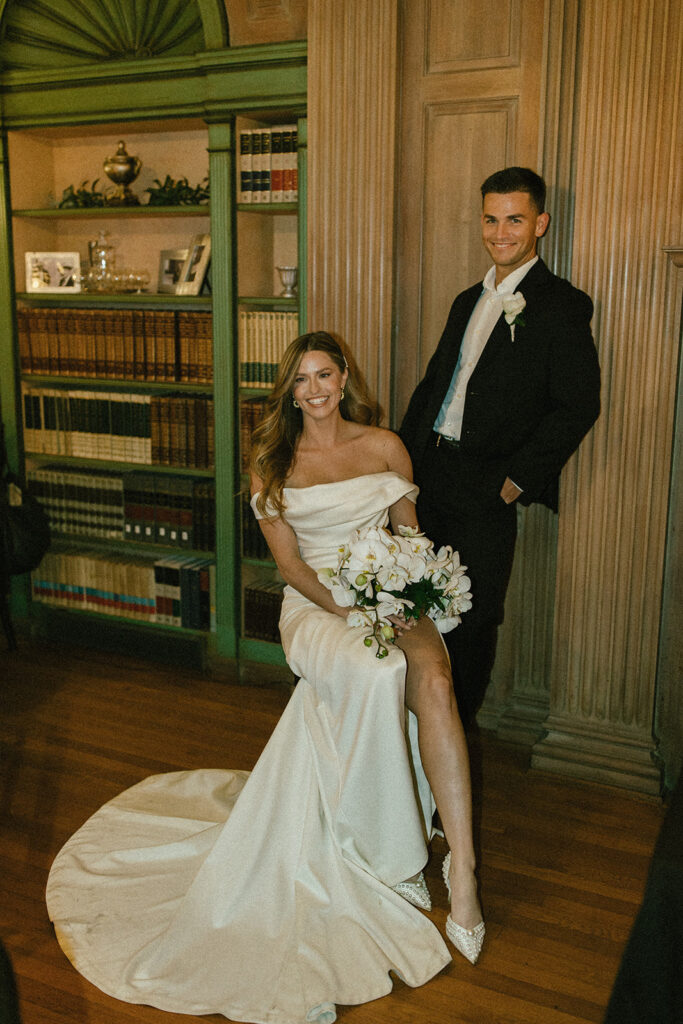 couple poses together at Raleigh North Carolina wedding venues