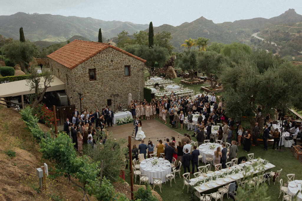 Malibu wedding reception under mountains
